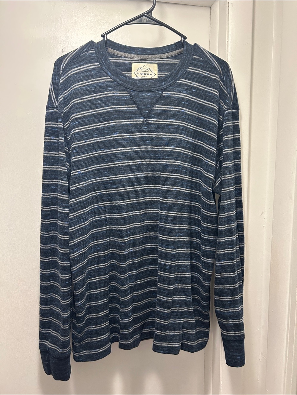 St. John's Bay Navy and White Striped Long-Sleeve Crewneck